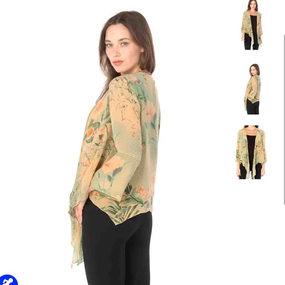 Tianello "Tonga Island" Print Washable Silk "Yuriko" Kimono - Picture 3 of 7